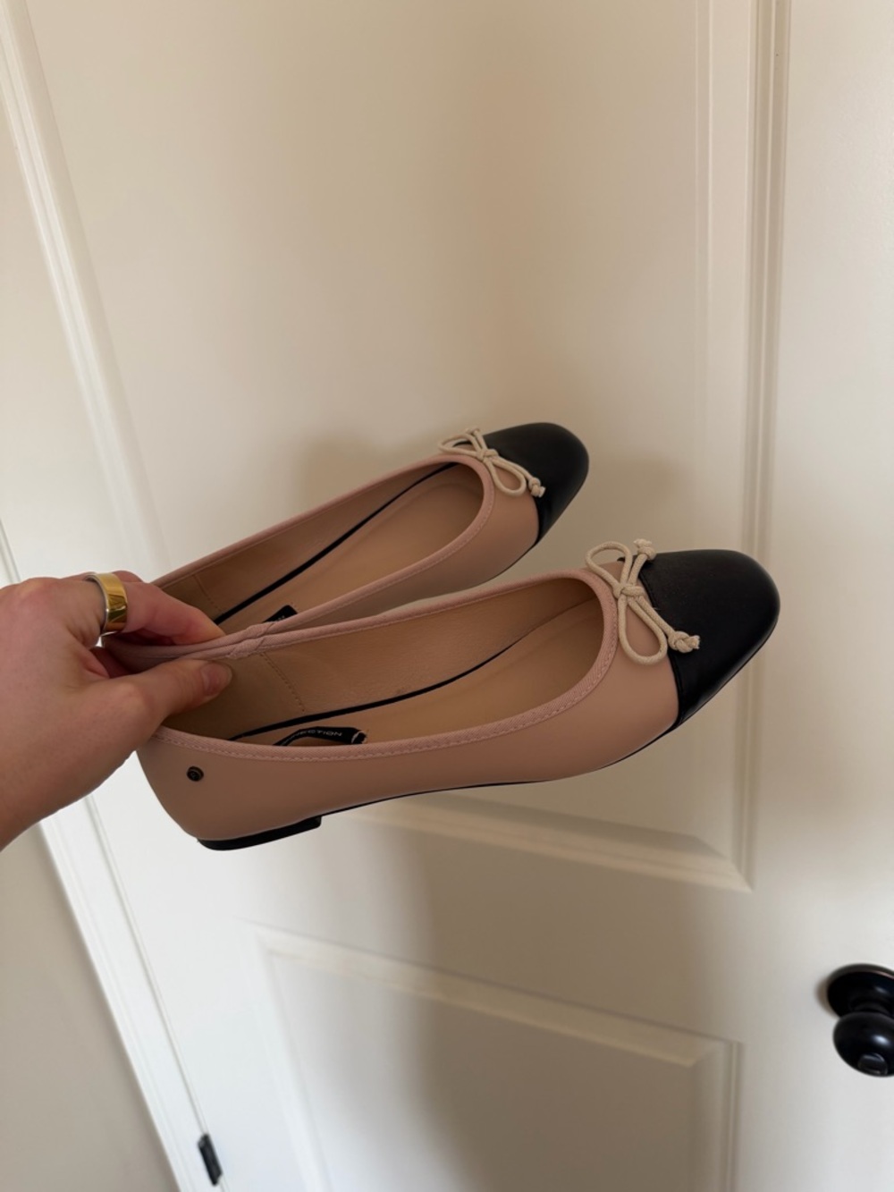 French Connection Pink and Black Two-Tone Ballet Flats